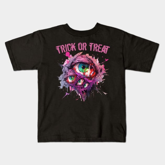 Halloween Zombie Eye Trick or Treat Kids T-Shirt by Pro Design 501